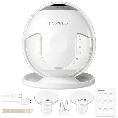 KISSBOBO K5 Tire lait Électrique, 4 Modes19 Niveaux, Tire Lait Electrique Main Libre, Convient à 99% des Mamans Allaitantes, Forte Succion de 320mmHg, Aide les Mamans à Obtenir(Blanc/1PCS)