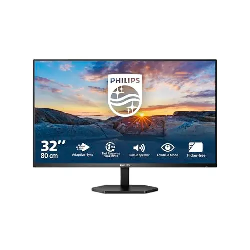 Philips 32E1N3100LA - Moniteur Full HD 32 Pouces, Haut-Parleur intégré, inclinable (1920x1080, VGA, HDMI 1.4), Noir