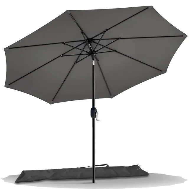 vounot Parasol de Jardin Parasol Inclinable 270cm Toile Protection UV pour Balcon Patio Terrasse Exterieur Gris