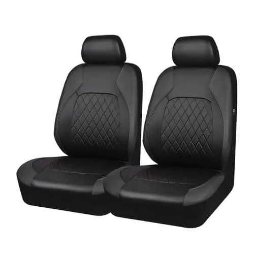 CGEAMDY 2 Pièces Ensemble Complet Housses Siège Voiture Universelles, Housses De Siège De Voiture en Cuir Imperméable, Ensembles Housses De Siège Avant pour La Plupart des Camionnettes SUV Berlines
