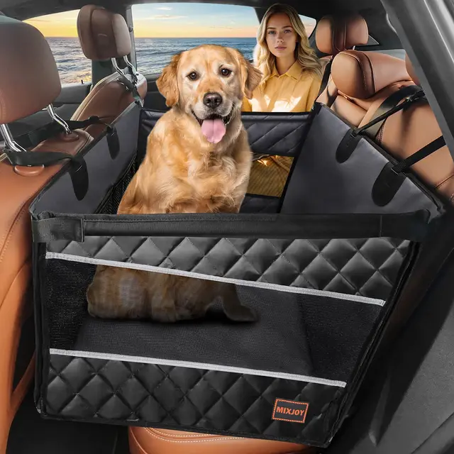 Siège Auto Chien pour Grande et Moyenne Taille en Voiture, Siège de Voiture pour Chiens avec Fenêtre de Visualisation,Pliable, Lavable en Machine, Compatible avec Tous Véhicules