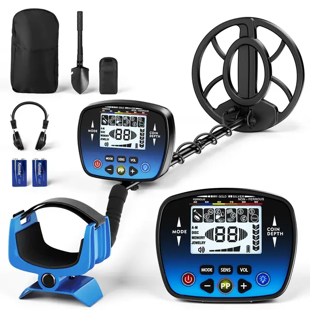 Detecteur de Metaux Professionnel, Détecteur de Métaux pour Adultes, 5 Modes Dont Pinpoint et Mémoire, Haute Précision, Bobine Étanche, Hauteur RéGlable, éQuipement Complet