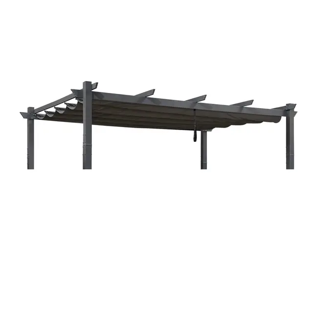 PURPLE LEAF Bache pour Pergola, Toile Pergola 4 x 3 m Retractable, Toile de Tonnelle Toile de Toit Rechange pour Jardin Terrasse, Gris