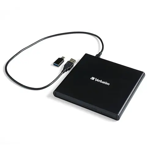 Verbatim Lecteur graveur de CD/DVD Externe Slimline USB 2.0 avec Logiciel Nero Burn & Archive Inclus, Design Compact, Lecteur graveur Externe de CD et DVD, boîtier Fin, Noir