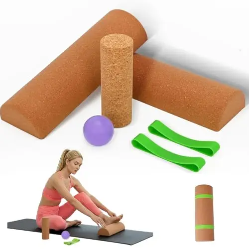 Liège Pied Balance Board Set Proprioception Cheville Planche d'équilibre Pieds Rouleau en Liège pour l'équilibre, Stabilité et Renforcement Musculaire des Pieds