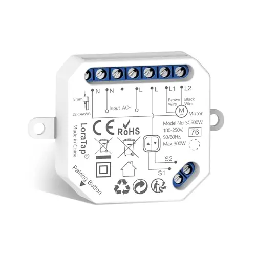 LoraTap Module Volet Roulant Connecté : Moderniser Volets Roulants Stores Rideaux Existants – App Programmation – Commande Vocale Alexa Google Assistant – WiFi 2,4GHz – Moteur AC 4 Fils 300W