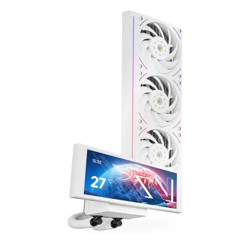 TR-Thermalright Trofeo Vision 360 ARGB White Liquid CPU Kühler, 6,86'' IPS LCD Bildschirm mit 1280x480 Auflösung-Magnetisch, 360mm Kühler, für AM5,LGA1851/1700