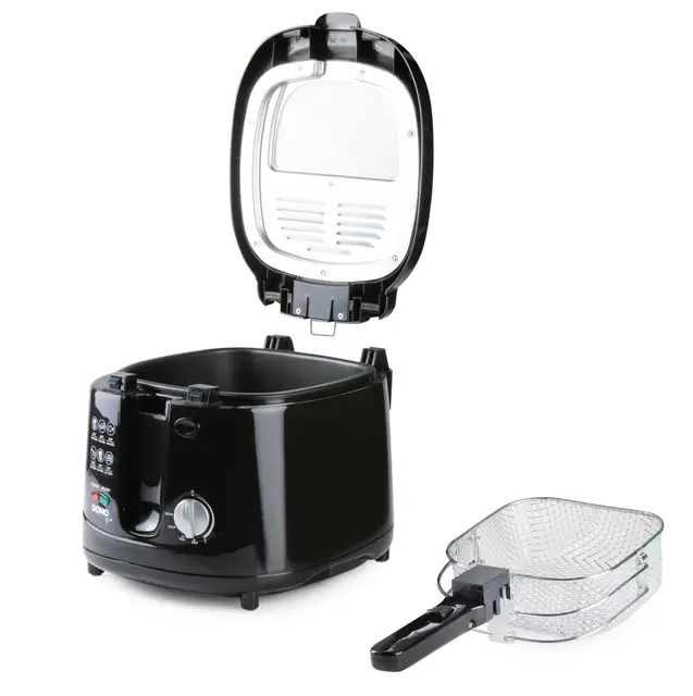 DOMO DO461FR Friteuse - 2,5 L - Voyant lumineux - Friteuse à huile avec ‘Cool touch’ - Thermostat réglable - 1800 W - Noir
