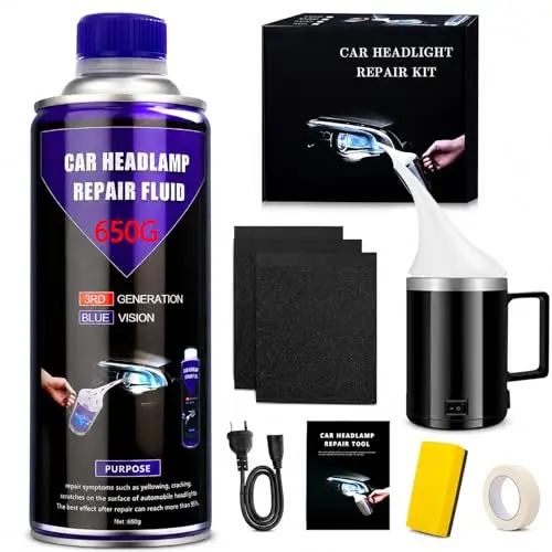 Kit de Renovateur Phare Voiture 650G – Restauration de Phares pour Voiture et Moto avec Polish et Nettoyage, Solution Facile pour Réparer Phares Jaunis, Flous ou Rayés, Entretien Complet Auto et Moto