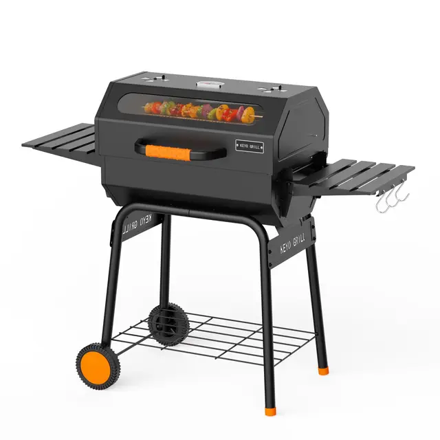 KEYO GRILL 23 Pouces Barbecue Charbon-469 Sq In, Barbecue Pentagonal avec Couvercle de Four à Fenêtre de Visualisation et Grille Épaissie Chromée, Adapté pour Jardin, Abri, Patio