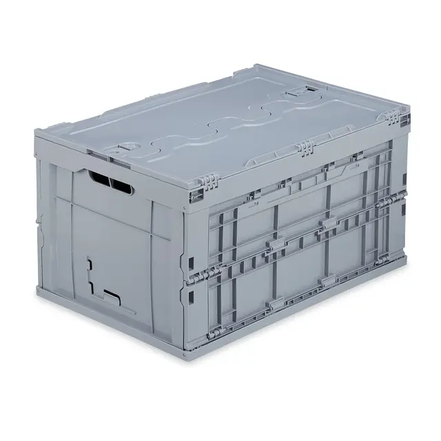 Relaxdays Boîte de Transport, Lot de 8, Stable, pour Commerce, de qualité 60 litres HxlxP : 32,5x58,5x39,5cm, Gris
