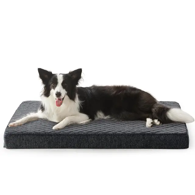 JOEJOY Panier Chien Grande Taille Orthopedique, Coussin Chien Lavable en Machine, Tissu Peluche Doux, Base antidérapante, Tapist Chien Matelas Lit Anti-Stress, 89x56x8.5cm, Gris