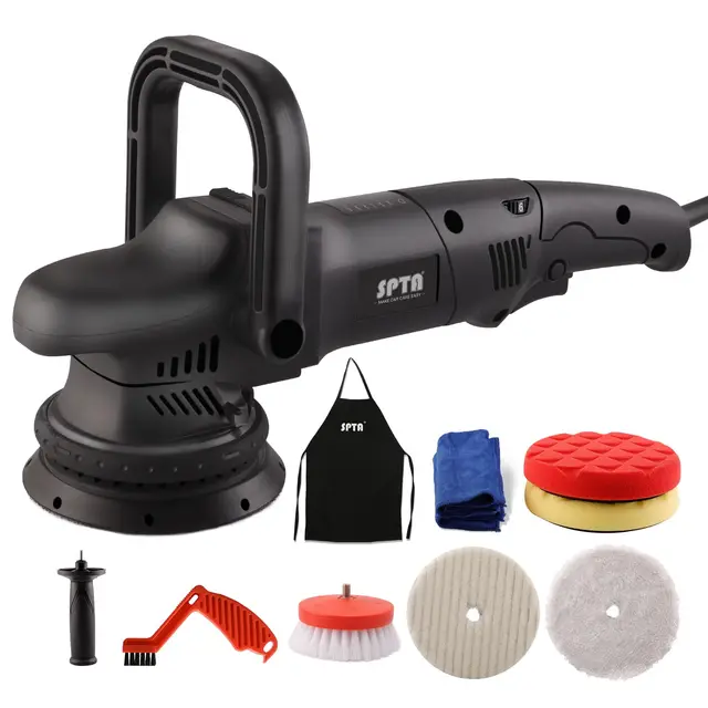 SPTA Polisseuse Orbitale Polisseuse Excentrique 3800RPM, 150mm/125mm Polissage Pad, 6 Vitesse Variable Ponceuse, pour Le Polissage, Cirage, Ponçage- DAPSET-EU