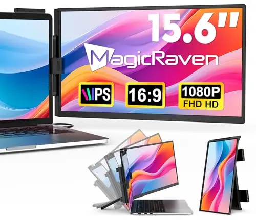 MAGICRAVEN Moniteur Portable Écran, Deuxième Écran pour Ordinateur Portable 15,6'' 1080P FHD IPS, Extension D'écran pour Ordinateur Portable 14''-16'' Mac Windows Chrome