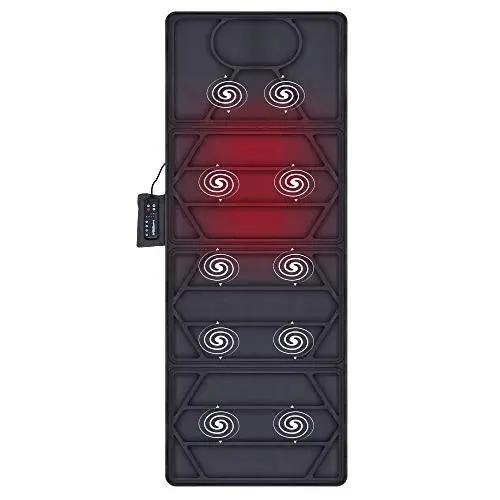 SNAILAX Matelas Chauffant - Tapis Massage Dos et Cou avec 10 Moteurs Vibrant et 2 Chauffage Réglable, L'appareil de Masseur Electrique pour Cervicales et Pieds, Cadeau Homme Femme Noël