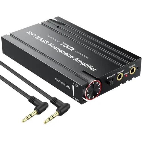 Amplificateur de Casque HiFi Bass Amplificateur de Casque HiFi 16-600Ω Sortie Stéréo Audio 3.5mm Portable et Rechargeable pour MP3/ MP4/ Téléphones/Ordinateur