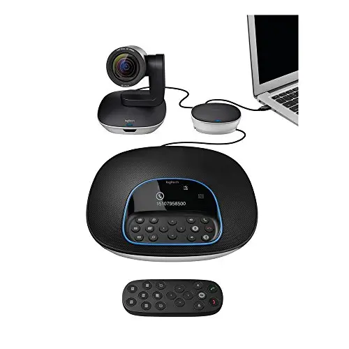 Logitech Group Système de Webcam Visioconférence, Full HD 1080p,Mise au Point Automatique, USB, Skype for Business,Teams,Zoom, Fuze,Hangouts Meet,Hardware, Cortana, Cisco Jabber,Portable/PC/Mac - Noir