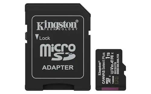 Kingston Canvas Select Plus Carte mémoire microSD 1TB microSDXC Gen3 150MB/s A1 Adaptateur SD Inclus - SDCS3/1TB