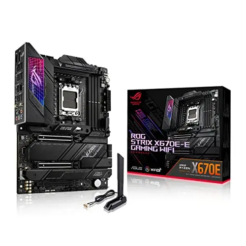 ASUS ROG Strix X670E-E Gaming WiFi 6E Socket AM5 (LGA 1718) Ryzen 7000 ATX Gaming Carte mère (18 + 2 Niveaux d'alimentation, PCIe 5.0, DDR, 4 emplacements M.2, USB 3.2 Gen 2 x 2, WiFi 6E, Fente PCIe