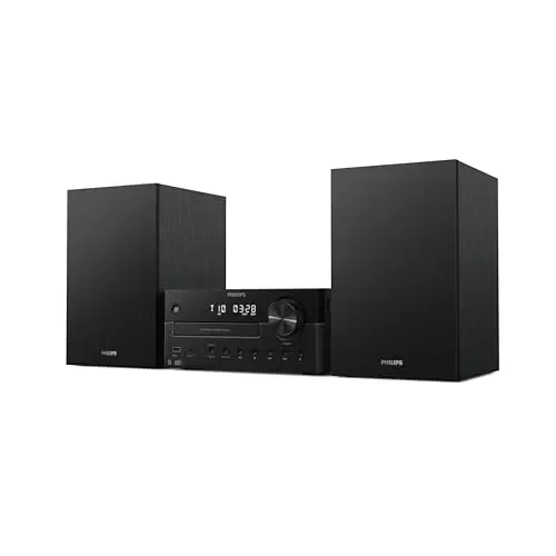 Philips TAM4555M2 Système de microchaîne hi-fi – 100 W, enceintes Bass Reflex, DAB+/FM, CD, USB, entrée audio, Bluetooth 5.4, Auracast, télécommande, préréglages audio numériques, emballage écologique