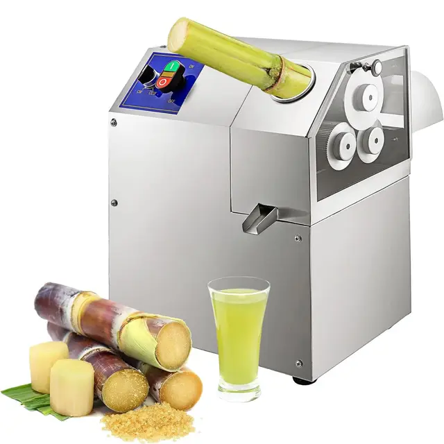 Kommerzieller Zuckerrohr-Entsafter, elektrische Zuckerrohr-Ingwer-Saftpresse mit 3 Edelstahlwalzen