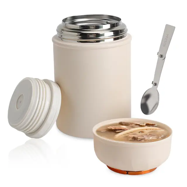 500 ml Boîte Isotherme Repas Chaud avec Cuillère, Thermos Soupe en Acier Inoxydable, Boîte Alimentaire Isotherme Anti-Fuite, Lunch Box Thermos pour Bureau, Travail, À Emporter Camping