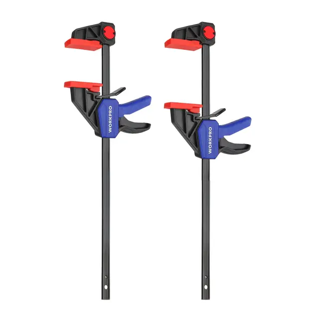 WORKPRO Jeu de 2 Serre-joints à une Main en Acier et Nylon pour une Fixation Précise, Largeur de Serrage de 305 mm, Force de Serrage Maximale de 68 kg, Plage d'Étirement jusqu'à 440 mm