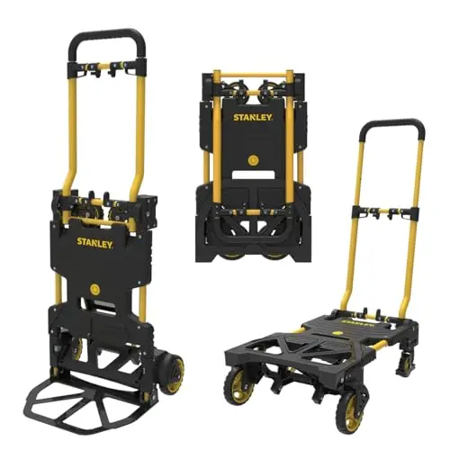 Stanley 2 en 1 Chariot Pliable SXWTD-FT585 - Chariot de Transport Capacité 137 KG - Plateforme Pliable - Multifonctionnel - Noir/Jaune