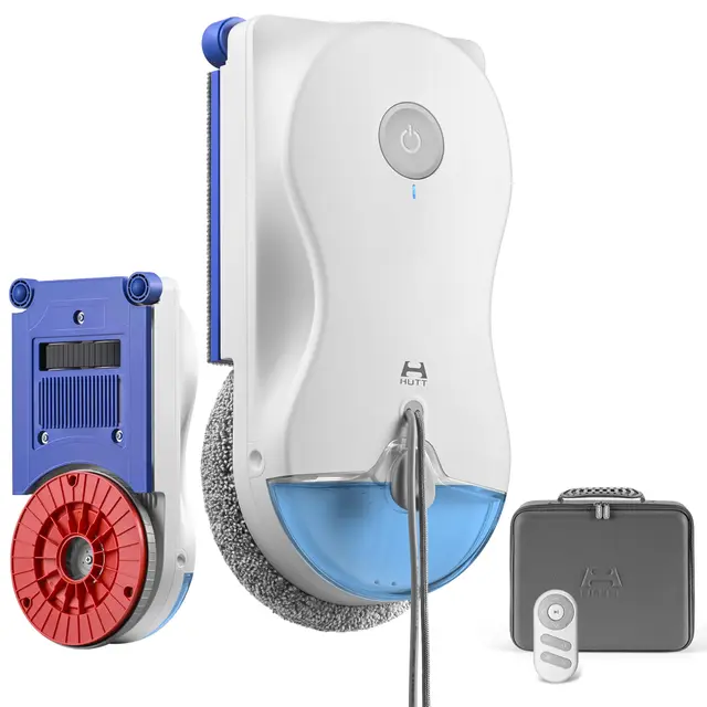 Hutt 10 / R10 Robot Laveur Vitres, Robot Nettoyeur de Vitres avec Système de Nettoyage Hybride Humide/Sec, 7000Pa, Double Spray HydroJet, Navigation NAVI 7.0, Châssis 3D Flottant, Boîte de Rangement