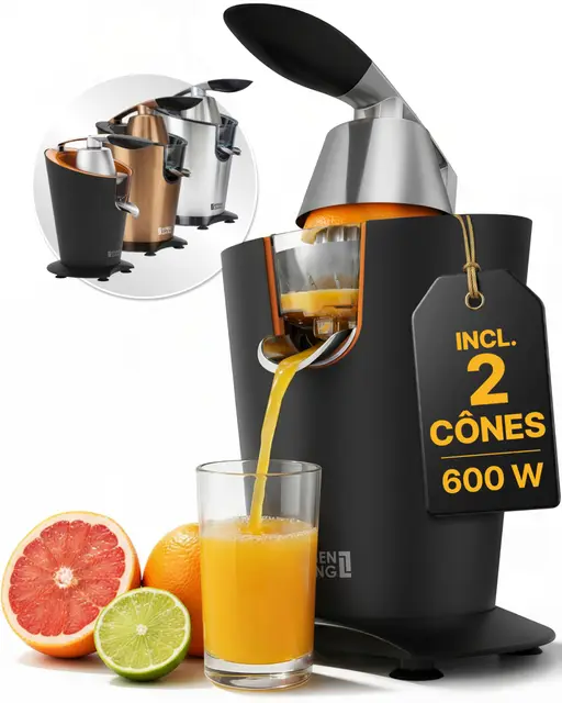 LEBENLANG Presse agrume electrique 600W - Cône en acier inoxydable & Sans BPA I Presse-agrumes électriques I Juicer orange machine Presseur agrumes electriques Jus de fruit d'orange automatique
