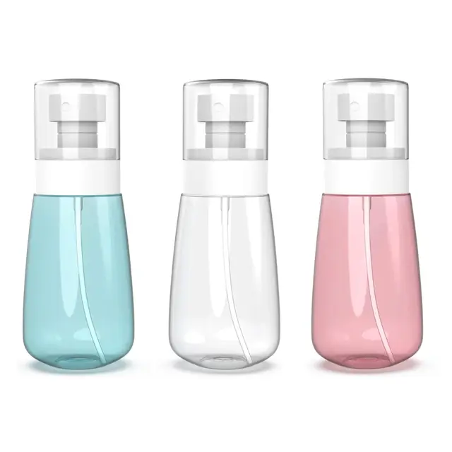 Lammcou Mini Flacons Spray à Brume Fine – Lot de 3– Remplissables, Anti-fuite, Format Voyage TSA, pour Visage, Cheveux, Parfum (Blue+Clear+Pink, 60ml*3)