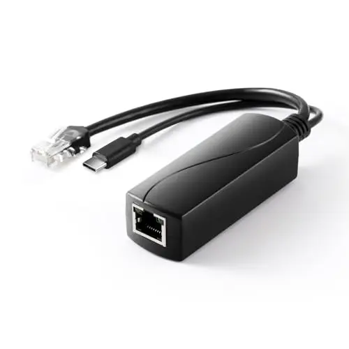 REVODATA Gigabit PoE Splitter Type C 5V/2.4A, 48V PoE vers USB-C 5V/2.4A Sortie, IEEE802.3af/at Standard 10/100/1000Mbps, Adaptateur Répartiteur PoE pour Maison Intelligente/Pi 4B/4B+ (TYPEC0502G)