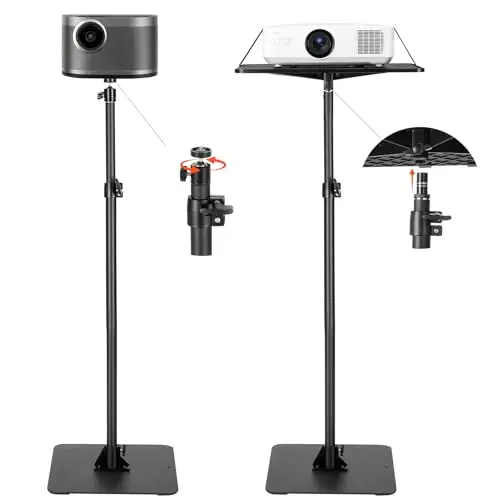 VEVOR Support de projecteur sur Pied, Support vidéoprojecteur Hauteur réglable de 77 à 161 cm, Rotation Horizontale à 360°, Stand de vidéoprojecteur avec Plateau, pour réunions Maison Bureau, Noir