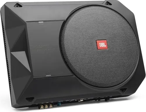 JBL BassPro SL2 Subwoofer Voiture actif Sous Siège de 8 pouces - Caisson de Basse Voiture de 125 Watts avec Amplificateur de Puissance intégré, Noir