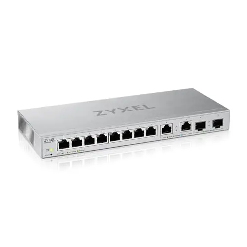 Zyxel Switch multigigabit 12 Ports géré sur Web avec 2 Ports 2,5 G/2 Ports 10 G SFP+ Bureau/Mural [XGS1210-12]