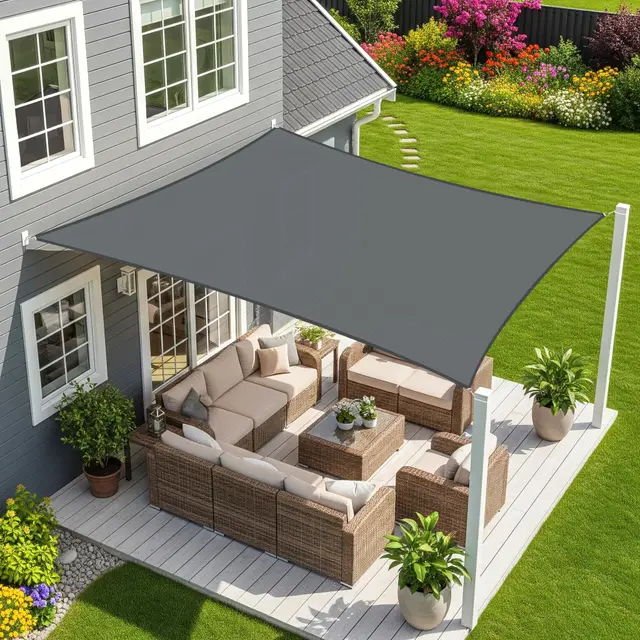 Sunnylaxx 3x5m Graphite Voile d’ombrage Rectangulaire, Toile Imperméable Une Protection des Rayons UV à 95%, Voile Ombrage pour en Plein air, Jardin & Terrasse