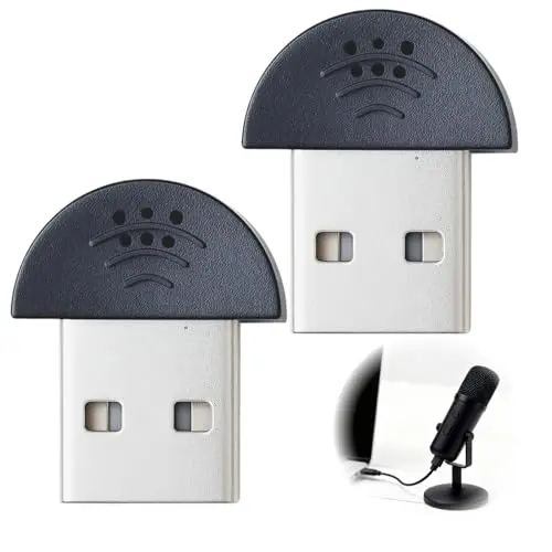 2PCS Mini Microphone USB 2.0 Omnidirectionnel à 360° pour PC, Micro USB de Haute Sensibilité pour Ordinateur, Micro pour PC et Enregistrement