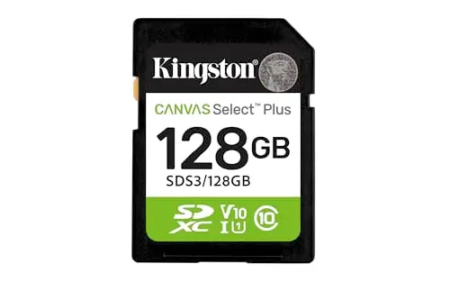 Kingston Cartes mémoire SD Canvas Select Plus 128Go SDXC Gen3 150MB/s C10 UHS-I U1 V10-SDS3/128GB