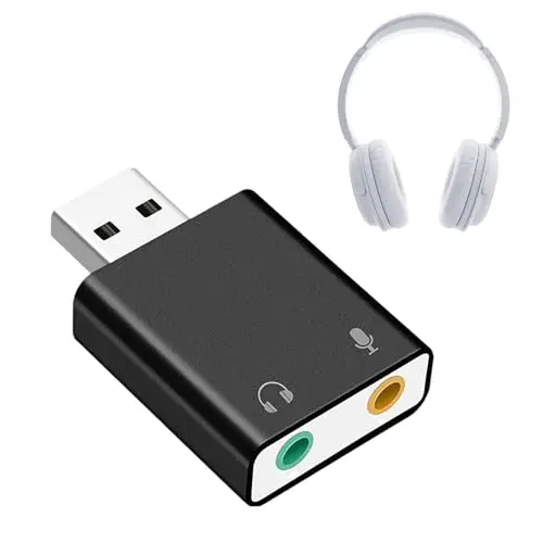 Externe USB-Soundkarte – Kunststoffgehäuse, 3,5-mm-Klinkenanschluss | Audio-Adapter mit Stereoausgang für Headset, Mikrofon, Lautsprecheranschluss am Laptop, Desktop, Musikaufnahmegerät