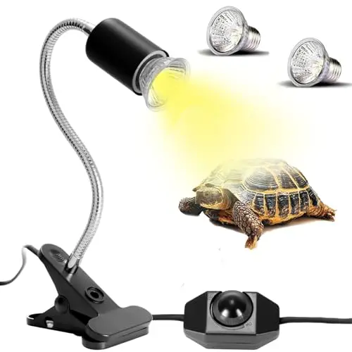 Lampe chauffante Tortue, Reptiles Lampe Tortue Terrestre avec 2 Ampoule UVA UVB 25W 50W Lampe Terrarium avec pince pivotante à 360° Lampe chauffante pour Reptiles, Tortue, Serpent, Lézard