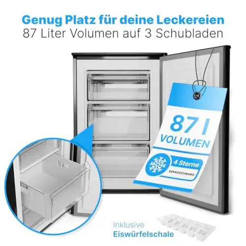 Bomann GS 7253 Stand Gefrierschrank, 55 cm breit, 87 L, 3 Gefrierschubladen, schwarz (772531)