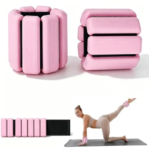 Poids de Poignet, 2 Pièces (0,225 kg/0,45 kg), Poids Cheville, Poids de Cheville, Poids Poignet avec Fermeture Velcro, Bracelet de Poids, Réglables, pour L'aérobic, Musculation, Rose
