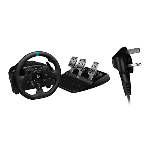 Logitech G G923 Volant de Course et Pédales, Compatible PS5, PS4 et PC, Prise anglaise (Type G), UK Plug - Noir