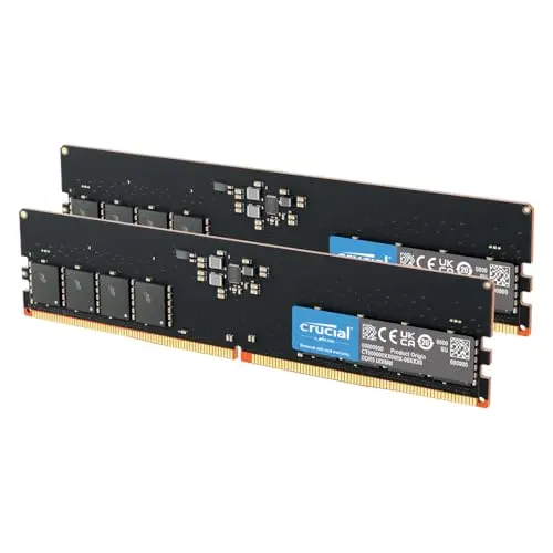 Crucial RAM DDR5 64Go Kit (2x32Go) 4800MHz, PC Mémoire, CL40 - CT2K32G48C40U5