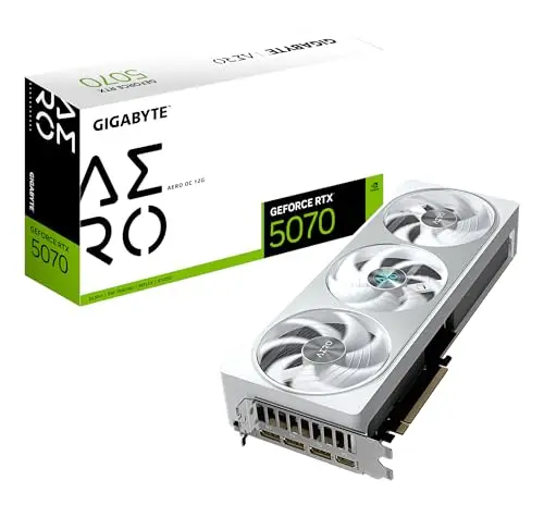 GIGABYTE GeForce RTX 5070 Aero OC 12G Carte Graphique - 12 Go GDDR7, 192 Bits, PCI-E 5.0, 2625 MHz Core Clock, 3 x DP 2.1a, 1 x HDMI 2.1b, NVIDIA DLSS 4, GV-N5070AERO OC-12GD