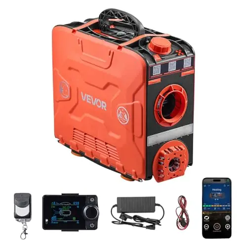 VEVOR Chauffage Diesel 8 kW DC 12 V/24 V, Réchauffeur de Stationnement Portable Tout-en-Un, avec Contrôle par Application Bluetooth, Télécommande et Écran LCD, Réservoir 4,5 L, Design Valise, Camion