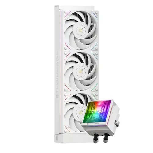 TR-Thermalright Hyper Vision 360 UB ARGB White Flüssigkeit CPU Kühler, 3,95'' IPS LCD Bildschirm mit 480x480 Auflösung-Magnetisch,360mm Kühler,für AM4/AM5,LGA1851/1700/115x