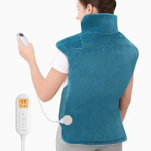 Comfytemp Ponderée Coussin Chauffant Dos, pour les Épaules et le Cou, 6 Niveaux de Chaleur, Arrêt Automatique de 0,5 à 9 H, Chauffage pour le Dos et le Cou de 1,1 kg, Cadeau pour Mère, Maman, Papa