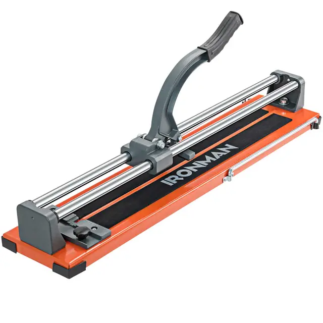 GYMAX Coupe-Carrelage, Carrelette 60CM, 24"Coupe-Carreaux Manuel avec Angle Réglable 0°-60°, Double Rail avec Cadran, Poignée Ergonomique & Pied Support Stable