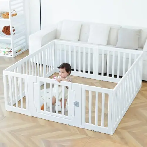 Gupamiga Parc Bebe Modulable 150×150 cm, Parc de Jeux pour Bébé Enfant, Blanc